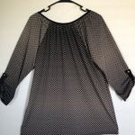 AGENDA Womens Top Size XL Loose Style 3/4 Sleeves Silky Polyester Black Beige Photo 6