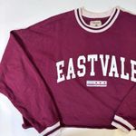 Pull & Bear Paradise League Maroon Cropped Sweatshirt Size S Long Sleeve Red Photo 7