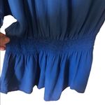 Vintage Y2K royal blue asymmetrical blouse Size M Photo 2