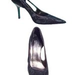 Donald Pliner Black Embroidered Satin Silk Cut Outs Shoe Sleek Pump NWT $300 Size 5.5 Photo 2