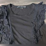 Veronica Beard  Pima Cotton Short Sleeve Ruffle Crew Neck Tee Shirt‎ Black Medium Photo 8