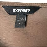 EXPRESS  Women’s Satin Crew Neck Puff Sleeve Wrap Top Brown Blouse Size Large Photo 6