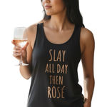 Sport-tek 🔵 SALE 3/$25 SLAY ALL DAY THEN ROSE GRAY GOLD GRAPHIC RACERBACK TANK Photo 0