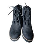 Eileen Fisher  Alpine Shearing Leather Lace-Up Wedge‎ Booties Women's 8.5 Black Photo 1