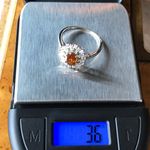 Natural Orange Garnet Moissanite Sterling Silver Ring Size 10 Photo 1