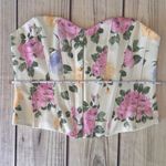 ZARA Cream & Pink Floral Strapless Corset Top Photo 11