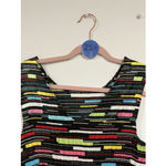 Woman’s V Neck Top Multi Color Geometric Print Stretch Large Dress Barn Black Photo 1