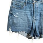 Old Navy  High Rise OG Straight Shorts 14 Blue Secret Smooth Pockets Distressed Photo 3
