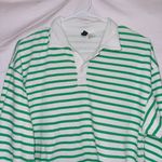 H&M Divided Green White Striped Long Sleeve Collared Top women's size XS Photo 3
