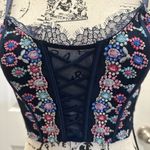 Victoria's Secret  Dream Angels Navy Floral Embroidered Corset Bra Top Photo 1