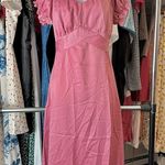 Rihoas Pink Sweetheart Neck Ruched Satin Midi Dress Size M Photo 7
