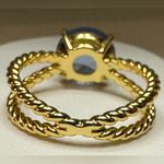 Bomb Party RBP2307 Cross My Heart Blue Purple Tanzanite Yellow 18K Gold Ring 8 Photo 4