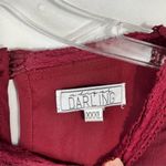 A Dip of Darling Maroon Red Chiffon Balloon Sleeve Embroidered Lace Blouse 3X Photo 4