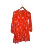 Vince Camuto  Orange Tiered Chiffon Balloon Sleeve Baby-doll Mini Dress Photo 3