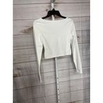 New Trendy Queen Women's XS White Scoop Neck Long Sleeve Cropped Top Shirt Photo 2