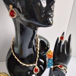 5 piece Set Gold with Red Stone and Crystals Photo 5