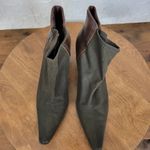 J.O.A. Circa David Ankle Womens Boots 9.5 Brown Leather Black Fabric Kitten Heels Photo 1