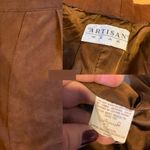 VINTAGE 1980'S SIENNA BROWN ARTISAN WEAR SUEDE PLEATED TROUSERS (XS) Photo 11