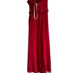 David's Bridal long strapless dress with front ruffle cascade size 4 Photo 2