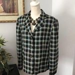 Requirements Vintage  Womens Blazer Jacket Black Green Plaid Long Sleeve Size 14 Photo 0