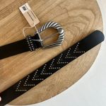 MW Black Genuine Leather Silver Studded Chunky Buckle Belt Size Small NEW Photo 8