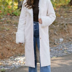 These Three Boutique  Faux Fur Trench Coat - Ivory Photo 0
