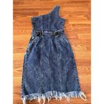 Retrofête Giorgio One-Shoulder Short Belted Denim Dress size small Photo 12