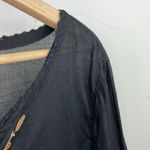 Tommy Bahama Tommy Bahamas Embroidered Black Tunic Top semi sheer boho size Medium Cotton Photo 9