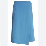 Hugo Boss NEW  Vollemo Wrap Front A-Line Midi Skirt in Mountain Blue Size 4, $298 Photo 2