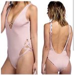 The Bikini Lab Swimsuit Size Large Reversible One Piece Floral Solid Beach NWT Photo 2