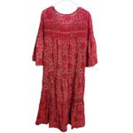 Xirena Morgan Red Floral Bandana Midi Dress Size M Prairie‎ Boho Hippie Cotton Size M Photo 1