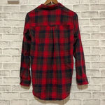 American Eagle SOLD Women’s  red plaid boyfriend style button down flannel, S Photo 1