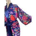 Victoria's Secret Vintage Blue Floral Semi Sheer Short Robe Kimono Size One Photo 2