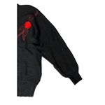 NEW Vtg Womens Crystal Kobe Black Red Roses Silk Angora Batwing Sweater 80s 90s Size L Photo 6