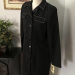 Bahari Group Womens Black Solid Polyester Buttons Front Long Overcoat Si… Size 10 Photo 1