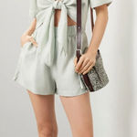 Thakoon‎ Mint Green Romper Women’s Size 10 Linen Blend Tie Front Elastic Waist Photo 0