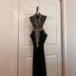 Alyce Paris Black and Gold Beaded Prom Dress - Size 6 Photo 2