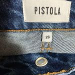 Pistola  Blue Denim Jeans Button Fly Light Distressing Raw Hem Size 26 Photo 3
