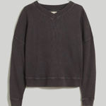 Madewell Waffle Knit Boxy Sweatshirt Tee in Black Coal size Medium Photo 0