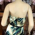 The Limited  GREEN, PURPLE AND BLUE PRINT STRAPLESS SILK DRESS WITH BELT NWT (12) Photo 9