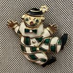 Gontie Paris Gold Tone Enameled Harlequin Clown Brooch Pin Vintage 1208 Photo 11