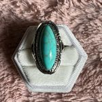 Gorgeous Stainless Steel Silver Faux Turquoise Ring Size 8 Photo 0