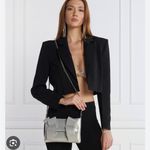 PINKO Aika Bow Flat Leather Crossbody Bag NWT Silver Photo 1