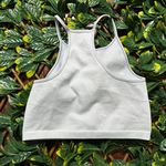 None High Neck Light Blue Gray Ribbed Crop Top Size M Photo 3