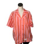 Adidas NWT Originals Resort Striped Cotton Button-Up Shirt Oversized Small Photo 6