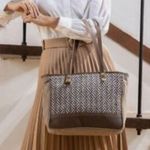 Myra Bag Canvas Leather Woven Wool Boss Lady Tote Top Photo 1