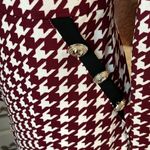 Houndstooth  Dress Long Sleeve Mid Calf Crimson Red Womens Medium New Photo 11