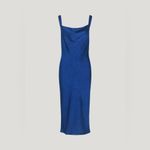 Baum & Pferdgarten Agamora Bias Cut Hammered Satin Slip Dress Bellwether Blue 32 Size XS Photo 10