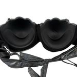 Going Out Club Cami Bra Top Iridescent Black/Silver Tie Back Size XL Molded Cup Photo 4