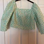 Levi's NWT Levi’s Women’s Long Sleeve Yvie Blouse, Crop Top, Green and Cream Floral Photo 3